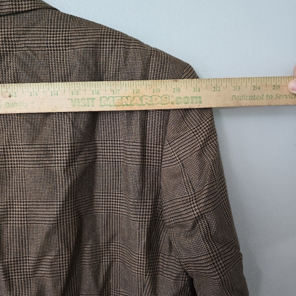 Bachrach Brown Pin Striped Houndstooth Silk Wool  Blazer Suit Jacket Size 42 R - Picture 6 of 11